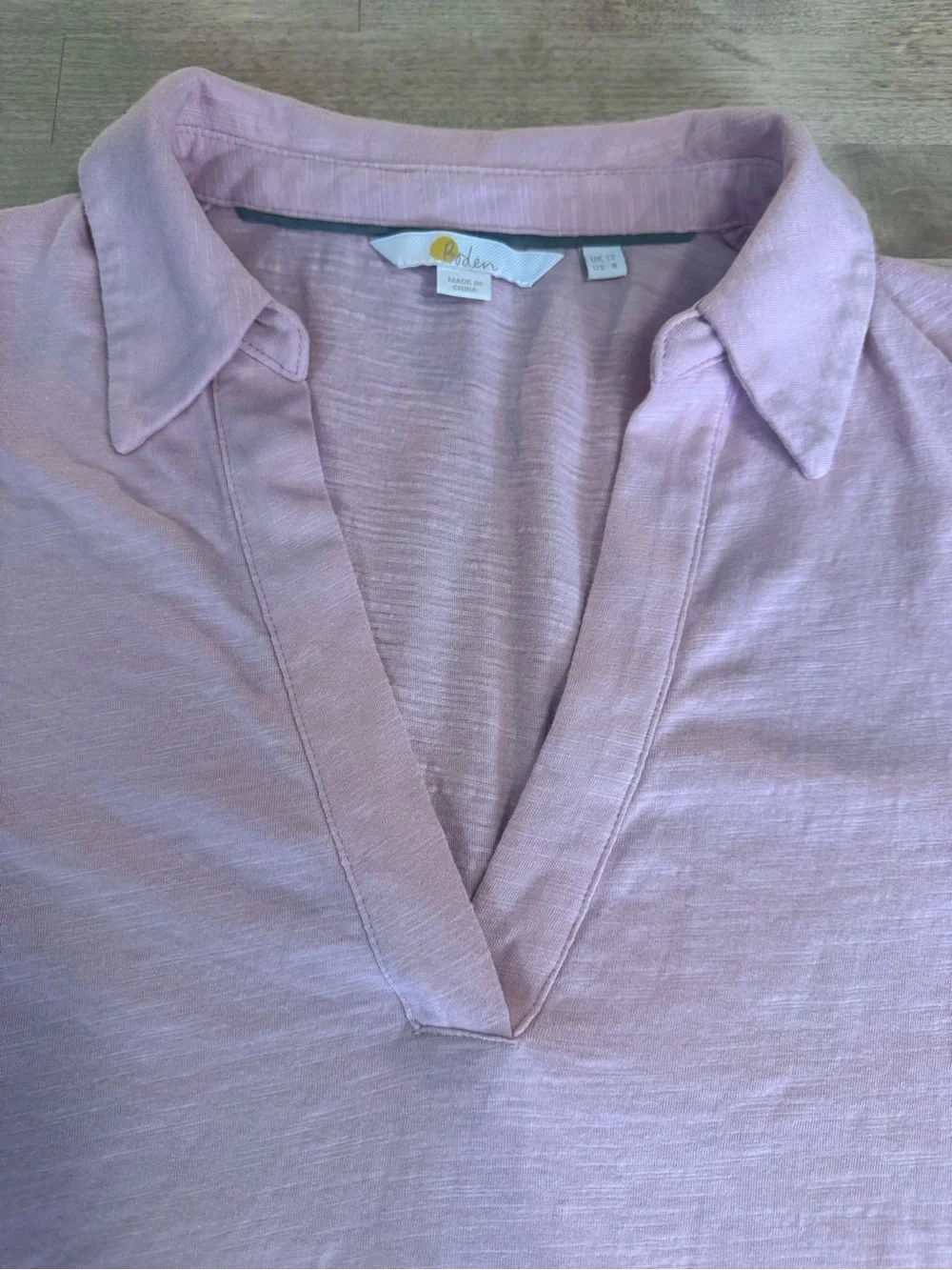 Boden Blush Pink cotton Long-Sleeve V-Neck Top